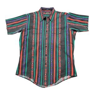 Vintage Outlaw Western Wear Shirt Men’s L Multicolor Aztec Stripe Button up